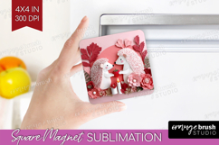 Valentine Papercut Magnet Sublimation - Couple Animals PNG Product Image 1