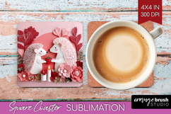 Valentine Papercut Square Coaster - Couple Animals Coaster Product Image 1