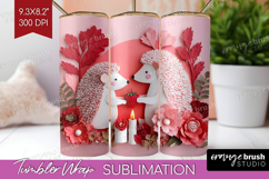 Valentine Papercut Tumbler Wrap - Couple Animals Tumbler PNG Product Image 1