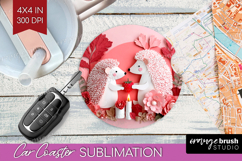 Valentine Papercut Car Coaster - Couple Animals Coaster PNG Product Image 1