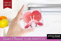 Valentine Papercut Magnet Sublimation - Couple Animals PNG Product Image 1