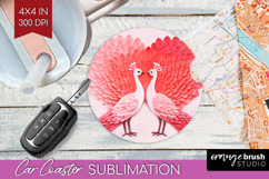 Valentine Papercut Car Coaster - Couple Animals Coaster PNG Product Image 1