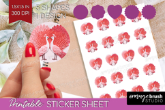 Valentine Papercut Round Sticker - Couple Animals Printable Product Image 1