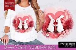 Valentine Papercut Round Tshirt Background - Couple Animals Product Image 1