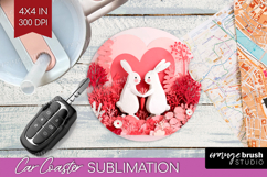Valentine Papercut Car Coaster - Couple Animals Coaster PNG Product Image 1