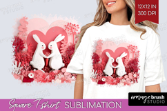 Valentine Papercut Square Tshirt Background - Couple Animals Product Image 1