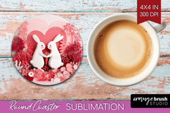 Valentine Papercut Round Coaster - Couple Animals Coaster Product Image 1