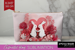 Valentine Papercut Cosmetic Bag - Couple Animals Makeup Bag Product Image 1