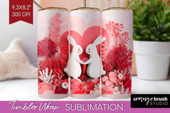 Valentine Papercut Tumbler Wrap - Couple Animals Tumbler PNG Product Image 1