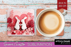 Valentine Papercut Square Coaster - Couple Animals Coaster Product Image 1