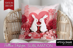 Valentine Papercut Pillow Sublimation - Couple Animals Cover Product Image 1