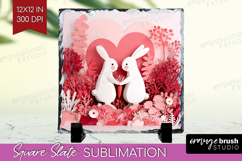 Valentine Papercut Slate PNG - Couple Animals Square Slate Product Image 1