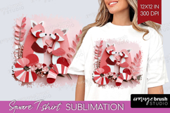 Valentine Papercut Square Tshirt Background - Couple Animals Product Image 1
