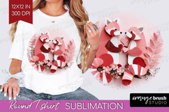 Valentine Papercut Round Tshirt Background - Couple Animals Product Image 1