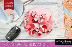 Valentine Papercut Car Coaster - Couple Animals Coaster PNG Product Image 1