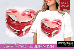 Valentine Papercut Square Tshirt Background - Couple Animals Product Image 1