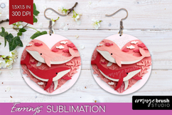 Valentine Papercut Round Earrings - Couple Animals PNG Product Image 1