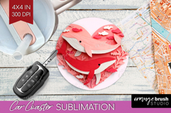 Valentine Papercut Car Coaster - Couple Animals Coaster PNG Product Image 1