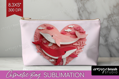 Valentine Papercut Cosmetic Bag - Couple Animals Makeup Bag Product Image 1