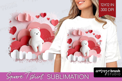 Valentine Papercut Square Tshirt Background - Couple Animals Product Image 1