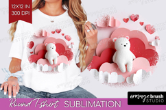 Valentine Papercut Round Tshirt Background - Couple Animals Product Image 1