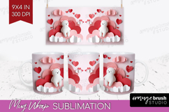 Valentine Papercut Mug Wrap - Couple Animals Mug PNG Product Image 1
