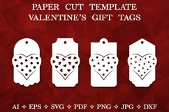 Paper Cut Valentine Tags SVG. Valentine Gift Tag with Heart Product Image 1