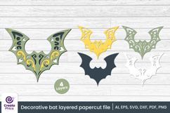 paper cutting-3d layered svg-3d bat svg-papercut-decorative bat-fall svg-animal-laser cut