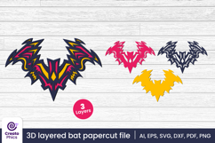 paper cutting-3d layered svg-3d bat svg-papercut-decorative bat-fall svg-animal-laser cut