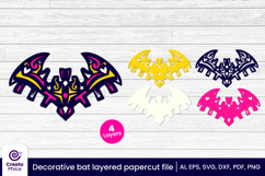 paper cutting-3d layered svg-3d bat svg-papercut-decorative bat-fall svg-animal-laser cut