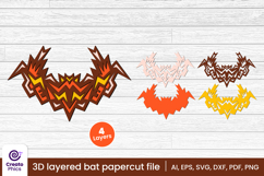 paper cutting-3d layered svg-3d bat svg-papercut-decorative bat-fall svg-animal-laser cut