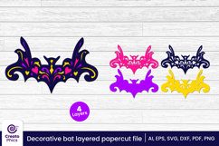 paper cutting-3d layered svg-3d bat svg-papercut-decorative bat-fall svg-animal-laser cut