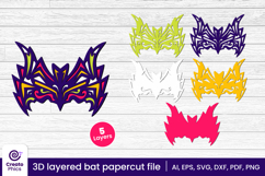 paper cutting-3d layered svg-3d bat svg-papercut-decorative bat-fall svg-animal-laser cut