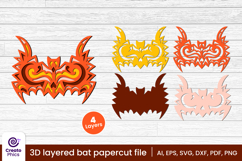 paper cutting-3d layered svg-3d bat svg-papercut-decorative bat-fall svg-animal-laser cut