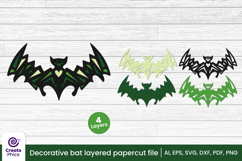 paper cutting-3d layered svg-3d bat svg-papercut-decorative bat-fall svg-animal-laser cut