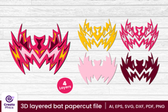 paper cutting-3d layered svg-3d bat svg-papercut-decorative bat-fall svg-animal-laser cut