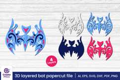 paper cutting-3d layered svg-3d bat svg-papercut-decorative bat-fall svg-animal-laser cut