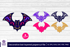 paper cutting-3d layered svg-3d bat svg-papercut-decorative bat-fall svg-animal-laser cut