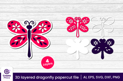 paper cutting-cut file svg-3d layered-dragonfly-dragonfly papercut-layered-dragonfly svg