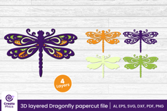 paper cutting-cut file svg-3d layered-dragonfly-dragonfly papercut-layered-dragonfly svg
