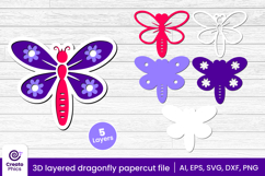 paper cutting-cut file svg-3d layered-dragonfly-dragonfly papercut-layered-dragonfly svg