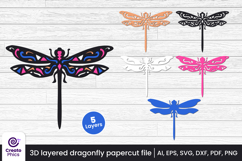 paper cutting-cut file svg-3d layered-dragonfly-dragonfly papercut-layered-dragonfly svg