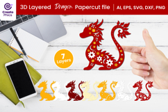 paper cutting file-laser cutting file-dragon svg-3d layered dragon papercut-craft-cuttable file