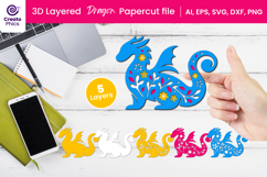paper cutting file-laser cutting file-dragon svg-3d layered dragon papercut-craft-cuttable file