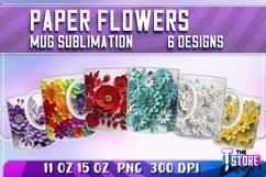Paper Flowers Mug Sublimation | 11 oz 15 oz Mug Design Product Image 1
