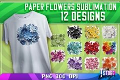 Paper Flowers Sublimation | T-Shirt Design | PNG File Product Image 1