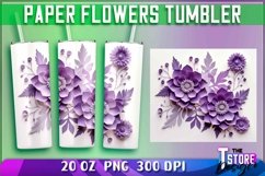 Paper Flowers Tumblers Wrap 20 oz | PNG File | Sublimation Product Image 3