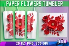 Paper Flowers Tumblers Wrap 20 oz | PNG File | Sublimation Product Image 1