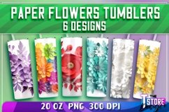 Paper Flowers Tumblers Wrap 20 oz | PNG File | Sublimation Product Image 1