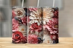 3D Paper Flowers Tumbler Sublimation Wrap Product Image 1